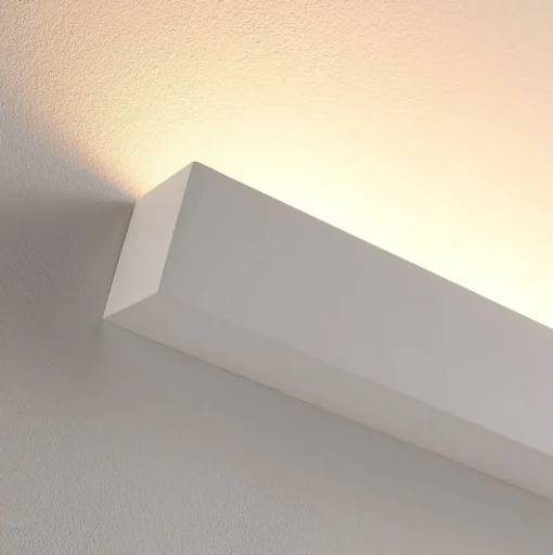 Lindby wandlamp Santino, 51 cm, gips, G9, overschilderbaar