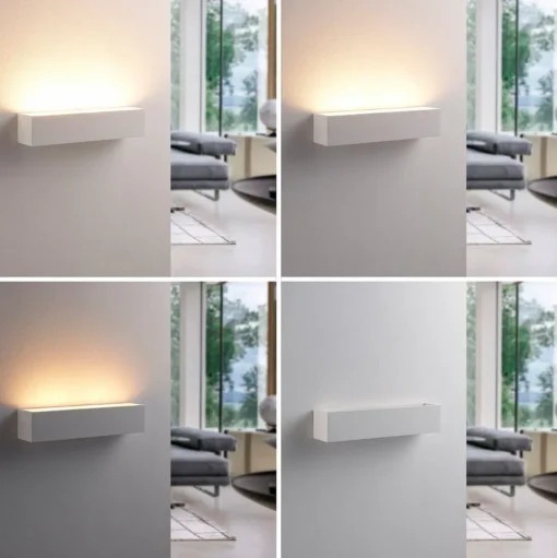 Lindby wandlamp Santino, 35 cm, gips, G9, overschilderbaar