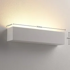 Lindby wandlamp Santino, 35 cm, gips, G9, overschilderbaar