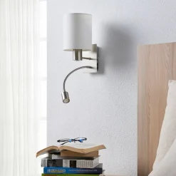 Lindby wandlamp Shajan, set van 2, 29cm, E27, LED leeslampje