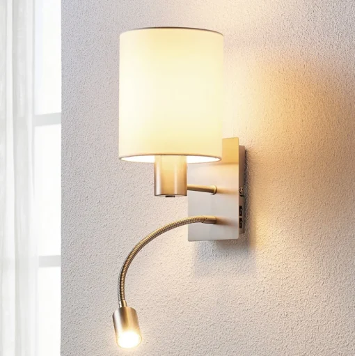 Lindby wandlamp Shajan, set van 2, 29cm, E27, LED leeslampje