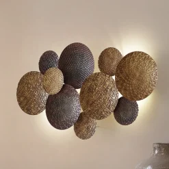 Lindby wandlamp Soraya, goud/koper, metaal, 2-lamps, 51cm