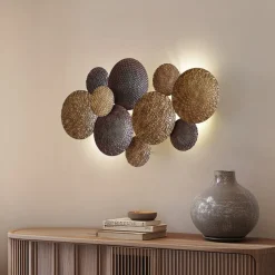 Lindby wandlamp Soraya, goud/koper, metaal, 2-lamps, 51cm