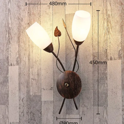 Lindby wandlamp Stefania, zwart/goud, glas, E14, 42,5cm