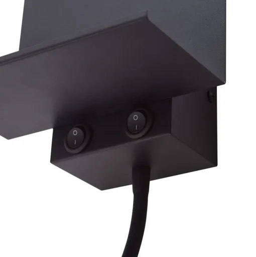 Lindby wandlamp Thorid, zwart, USB, LED leeslamp, G9