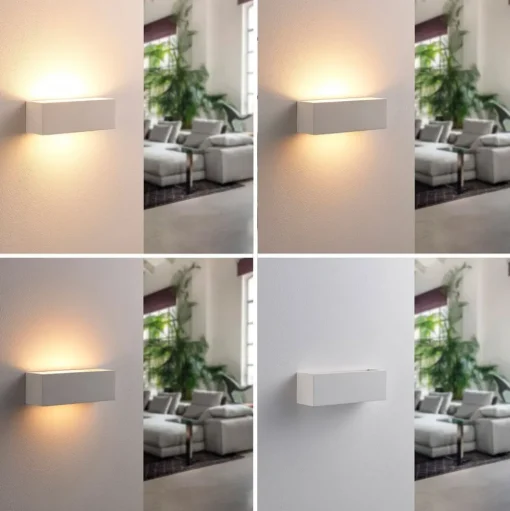 Lindby wandlamp Tjada, 22 cm, wit, gips, G9, overschilderbaar