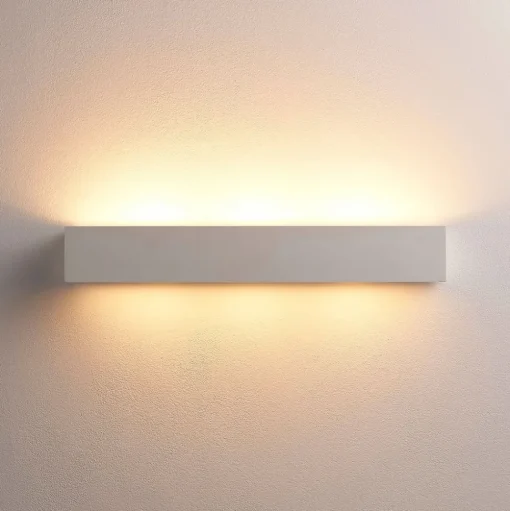 Lindby wandlamp Tjada, 51 cm, wit, gips, G9, overschilderbaar