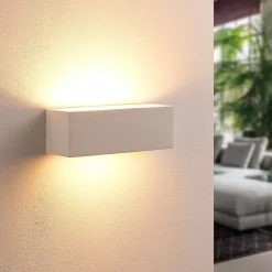 Lindby wandlamp Tjada, 22 cm, wit, gips, G9, overschilderbaar, 3 stuks