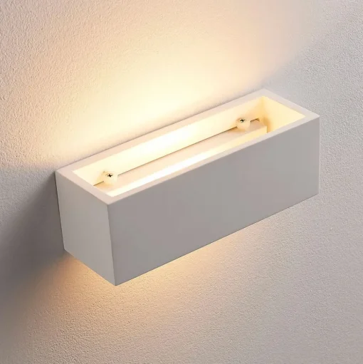 Lindby wandlamp Tjada, 22 cm, wit, gips, G9, overschilderbaar, 3 stuks