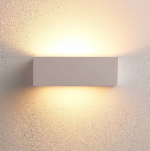 Lindby wandlamp Tjada, 22 cm, wit, gips, G9, overschilderbaar, 3 stuks