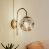 Lindby wandlamp Valentina, E14, rookgrijs, glas, 28,6 cm