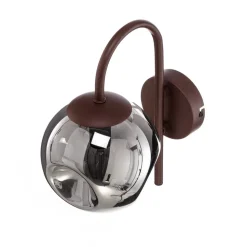 Lindby wandlamp Valentina, E14, rookgrijs, glas, 28,6 cm