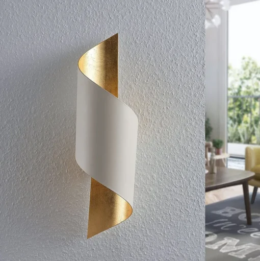 Lindby wandlamp Vanni, wit/goud, metaal, hoogte 52cm