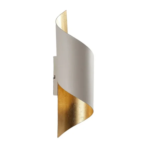 Lindby wandlamp Vanni, wit/goud, metaal, hoogte 52cm