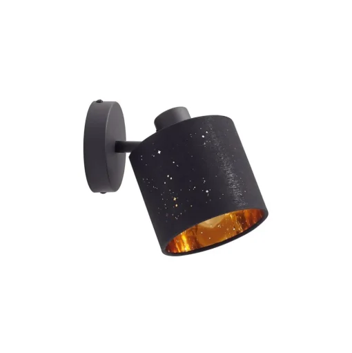Lindby wandlamp Vasilia, Ø 12 cm, zwart/goud, stof