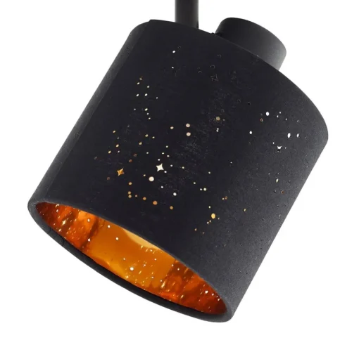 Lindby wandlamp Vasilia, Ø 12 cm, zwart/goud, stof
