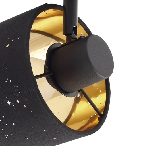 Lindby wandlamp Vasilia, Ø 12 cm, zwart/goud, stof