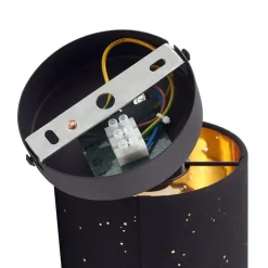 Lindby wandlamp Vasilia, Ø 12 cm, zwart/goud, stof
