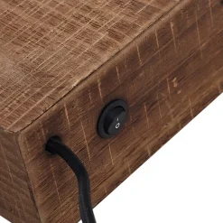 Lindby wandlamp Vatana, hout, stekker, USB-poort, 80 cm
