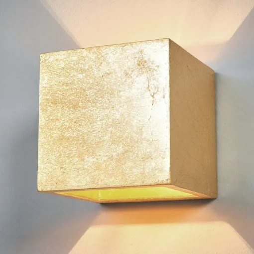 Lindby wandlamp Yade, 11 cm, goudkleurig, gips, G9