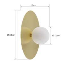Lindby wandlamp Zain, goud/wit, glas, Ø 33 cm, G9