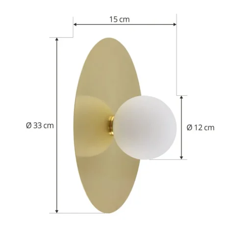 Lindby wandlamp Zain, goud/wit, glas, Ø 33 cm, G9