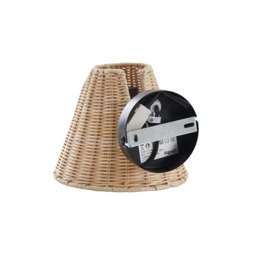 Lindby wandlamp Zyralia, houtkleurig, rotan, 19,5 cm hoog
