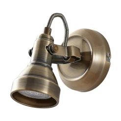 Lindby wandspot Perseas, antiek messing, metaal, 16 cm, GU10