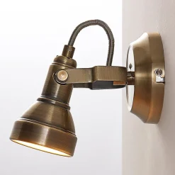 Lindby wandspot Perseas, antiek messing, metaal, 16 cm, GU10