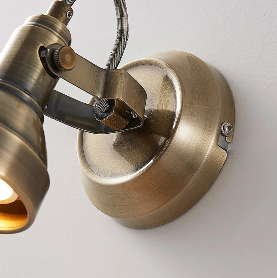 Lindby wandspot Perseas, antiek messing, metaal, 16 cm, GU10