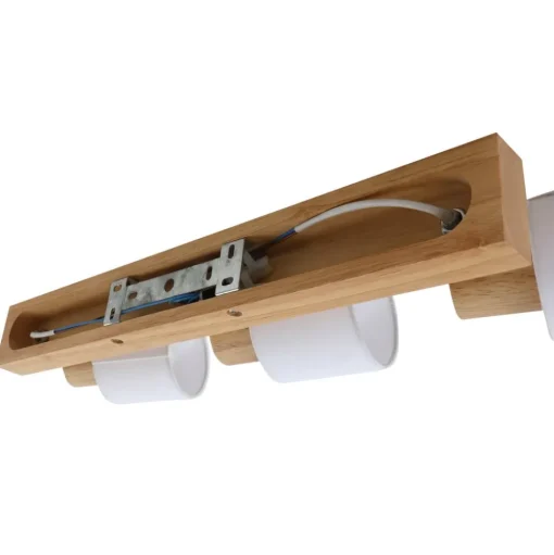 Lindby Wanessa plafondspot, 47cm, 3-lamps, wit, hout, E14