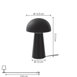 Lindby Zyre LED oplaadbare tafellamp, zwart, IP44, touchdimmer