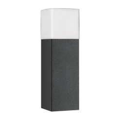 Linus sokkellamp, grafiet, hoogte 40cm, aluminium, opaalglas
