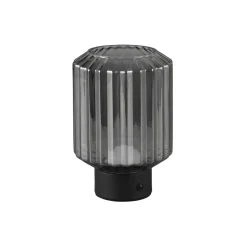 Lord LED tafellamp, zwart/rook, hoogte 19,5 cm, glas