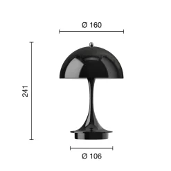 Louis Poulsen Panthella Portable 160 V3, ondoorzichtig zwart