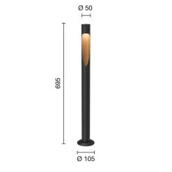 Louis Poulsen tuinpadverlichting Flindt, 940 zwart 70 cm voet 24 V