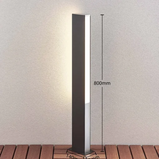 Lucande Aegisa LED tuinpadverlichting, 80 cm, antraciet, metaal, IP54