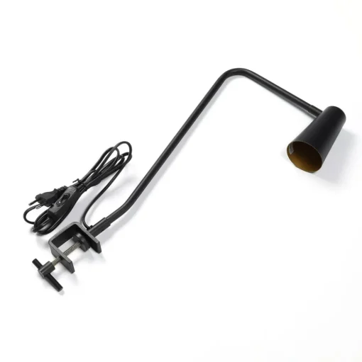 Lucande Angelina klemlamp, zwart/goud, metaal, 47cm