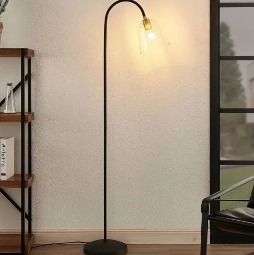 Lucande Anjita vloerlamp, glazen kap