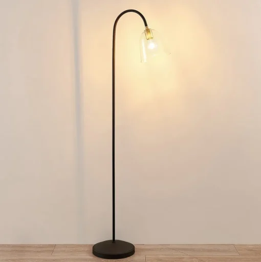 Lucande Anjita vloerlamp, glazen kap