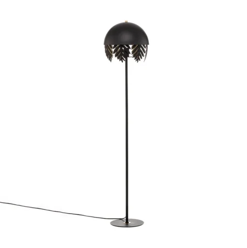 Lucande Aparas vloerlamp, bladlook, zwart-goud