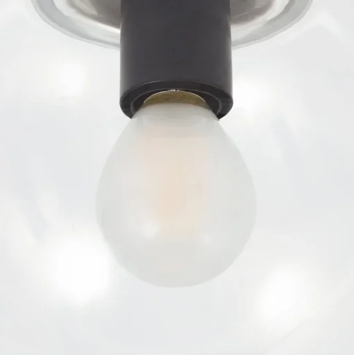 Lucande Badolo plafondlamp, zwart, glas, Ø 15 cm, IP44