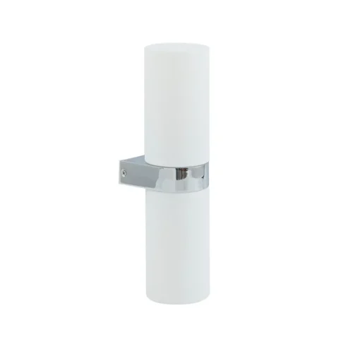 Lucande Basolo badkamer wandlamp, chroom, hoogte 31.5cm, glas, IP44