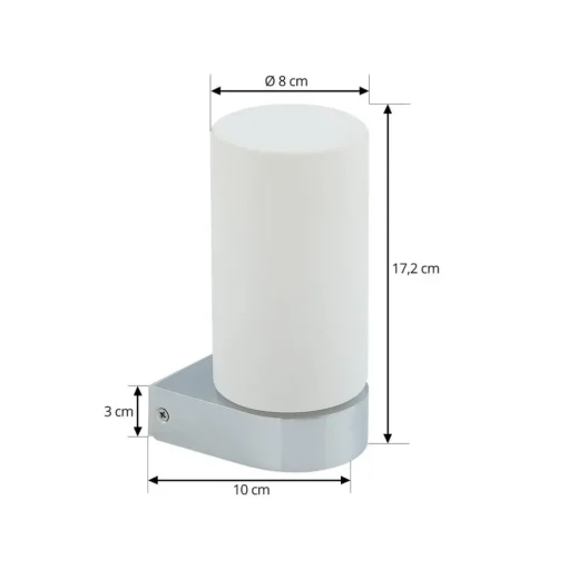 Lucande Basolo badkamer wandlamp, chroom, hoogte 17,2 cm, glas