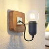 Lucande Becky wandspot van hout, 1-lamp, zwart