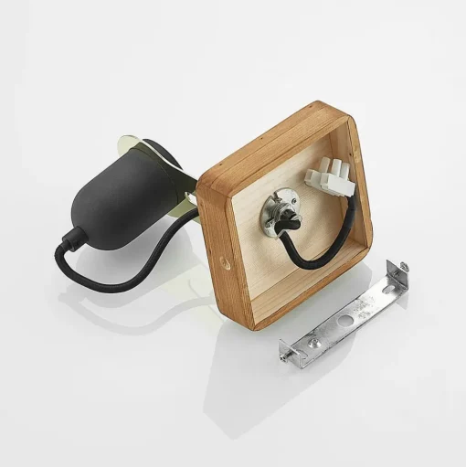 Lucande Becky wandspot van hout, 1-lamp, zwart
