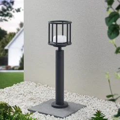 Lucande Berenike 60 cm tuinpadverlichting, donkergrijs, metaal, GX53