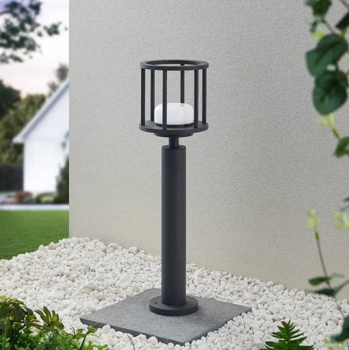 Lucande Berenike 60 cm tuinpadverlichting, donkergrijs, metaal, GX53