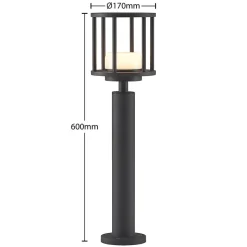Lucande Berenike 60 cm tuinpadverlichting, donkergrijs, metaal, GX53