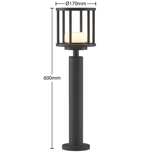 Lucande Berenike 60 cm tuinpadverlichting, donkergrijs, metaal, GX53